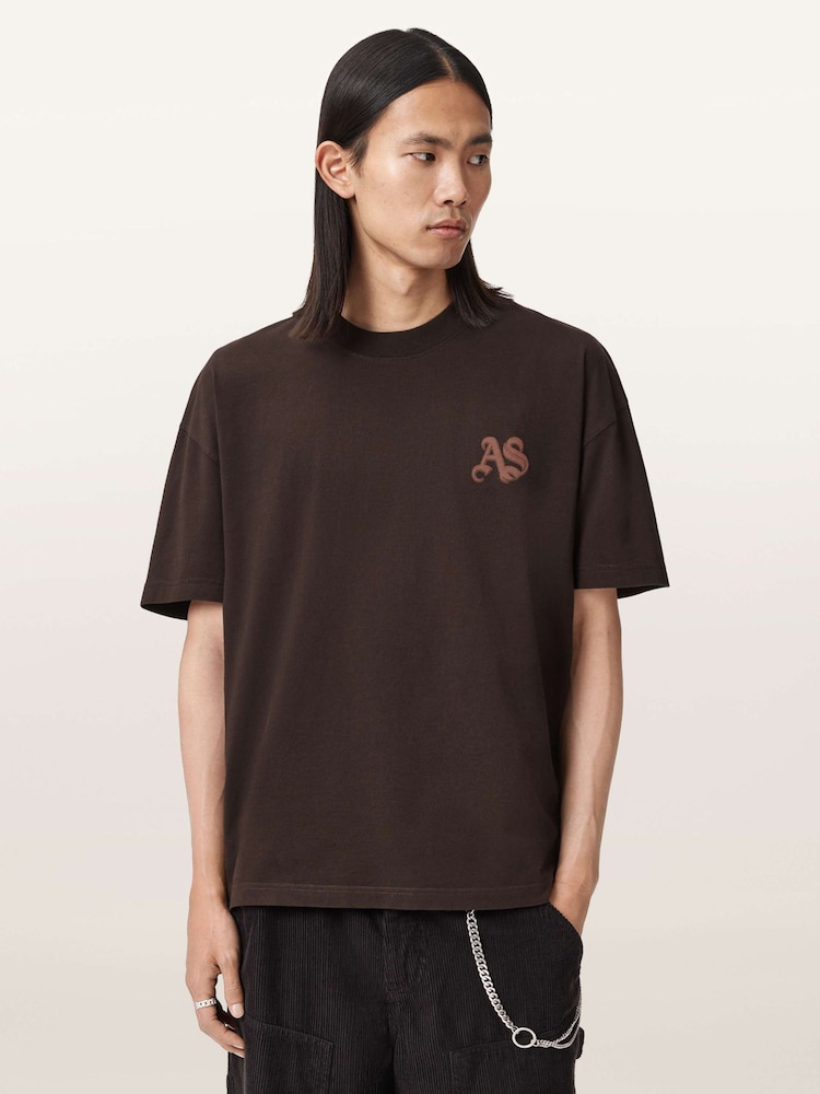 AllSaints Brown Icon Short Sleeve Crew Neck T-Shirt - Image 1 of 6