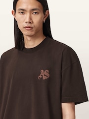AllSaints Brown Icon Short Sleeve Crew Neck T-Shirt - Image 3 of 6