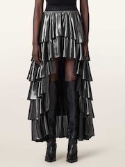 AllSaints Grey Cavarly Maxi Skirt - Image 1 of 7