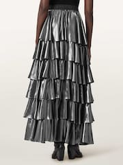 AllSaints Grey Cavarly Maxi Skirt - Image 4 of 7