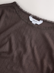 Chocolate Brown Thermal Maximum Warmth Cosy Pointelle Long Sleeved Top - Image 5 of 7