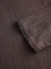 Chocolate Brown Thermal Maximum Warmth Cosy Pointelle Long Sleeved Top - Image 6 of 7