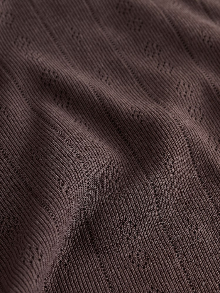 Chocolate Brown Thermal Maximum Warmth Cosy Pointelle Long Sleeved Top - Image 7 of 7