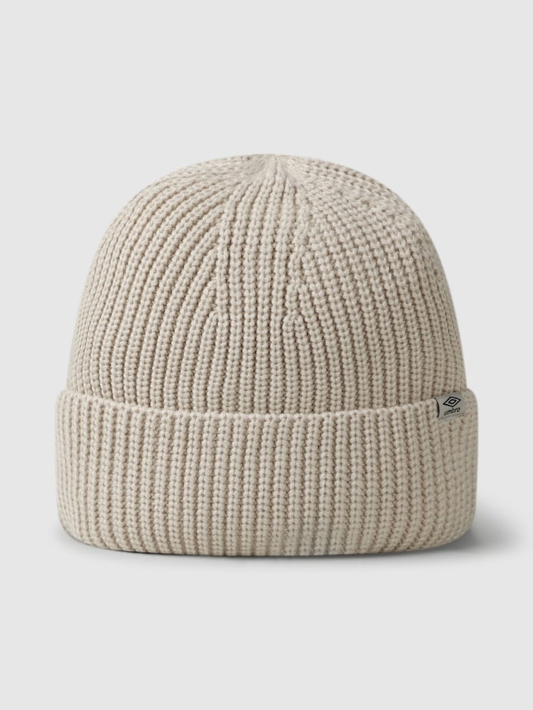Umbro Cream Big Cuff Rib Beanie - Image 1 of 3 Umbro Cream Big Cuff Rib Beanie - Image 1 of 3