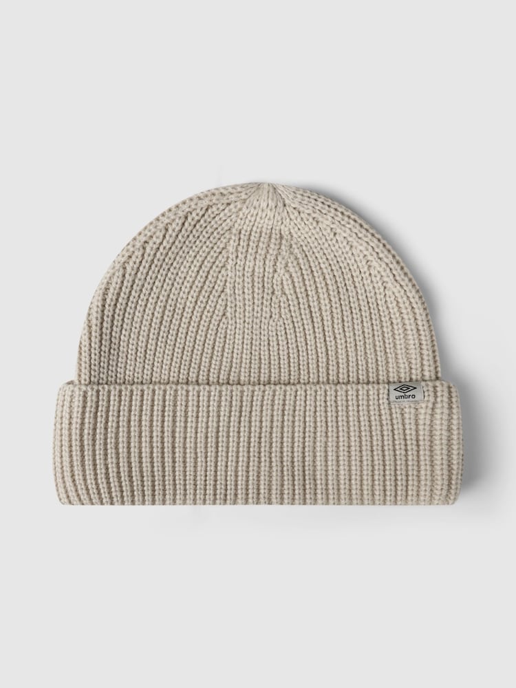 Umbro Cream Big Cuff Rib Beanie - Image 2 of 3 Umbro Cream Big Cuff Rib Beanie - Image 2 of 3