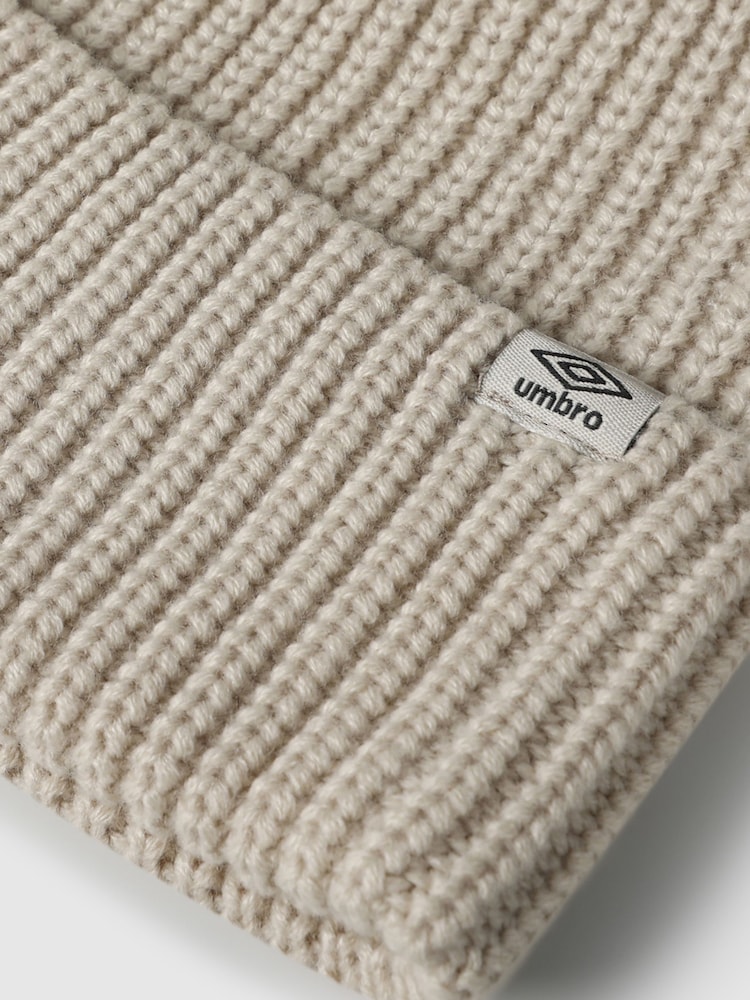 Umbro Cream Big Cuff Rib Beanie - Image 3 of 3 Umbro Cream Big Cuff Rib Beanie - Image 3 of 3