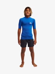 Quiksilver Blue Everyday UPF50 Short Sleeve Logo Rash Vest - Image 4 of 6