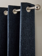 Blue Navy Heavyweight Chenille Blackout/Thermal Eyelet Curtains - Image 1 of 5