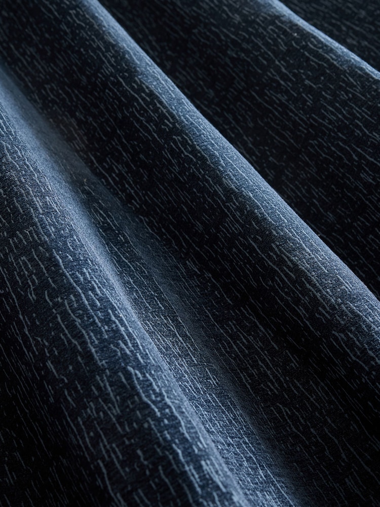 Blue Navy Heavyweight Chenille Blackout/Thermal Eyelet Curtains - Image 5 of 5