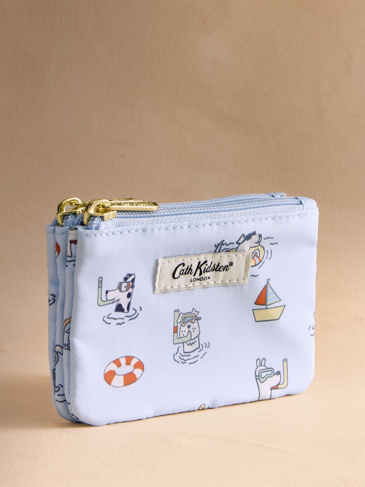 Cath Kidston Blue Stanley Dog Print Double Zip Purse Bag - Image 1 of 3