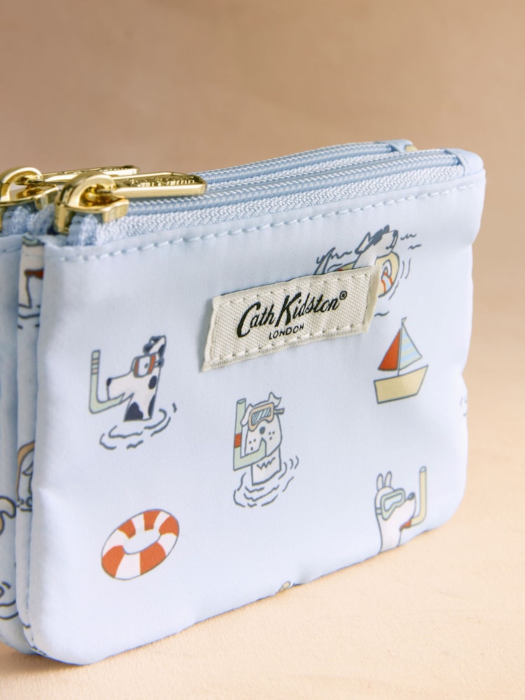 Cath Kidston Blue Stanley Dog Print Double Zip Purse Bag - Image 3 of 3