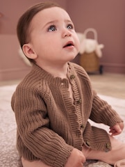Brown Scallop Knitted Baby Cardigan (0mths-2yrs) - Image 2 of 11