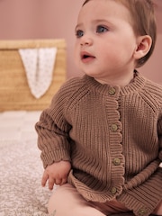 Brown Scallop Knitted Baby Cardigan (0mths-2yrs) - Image 3 of 11