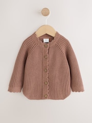 Brown Scallop Knitted Baby Cardigan (0mths-2yrs) - Image 4 of 11
