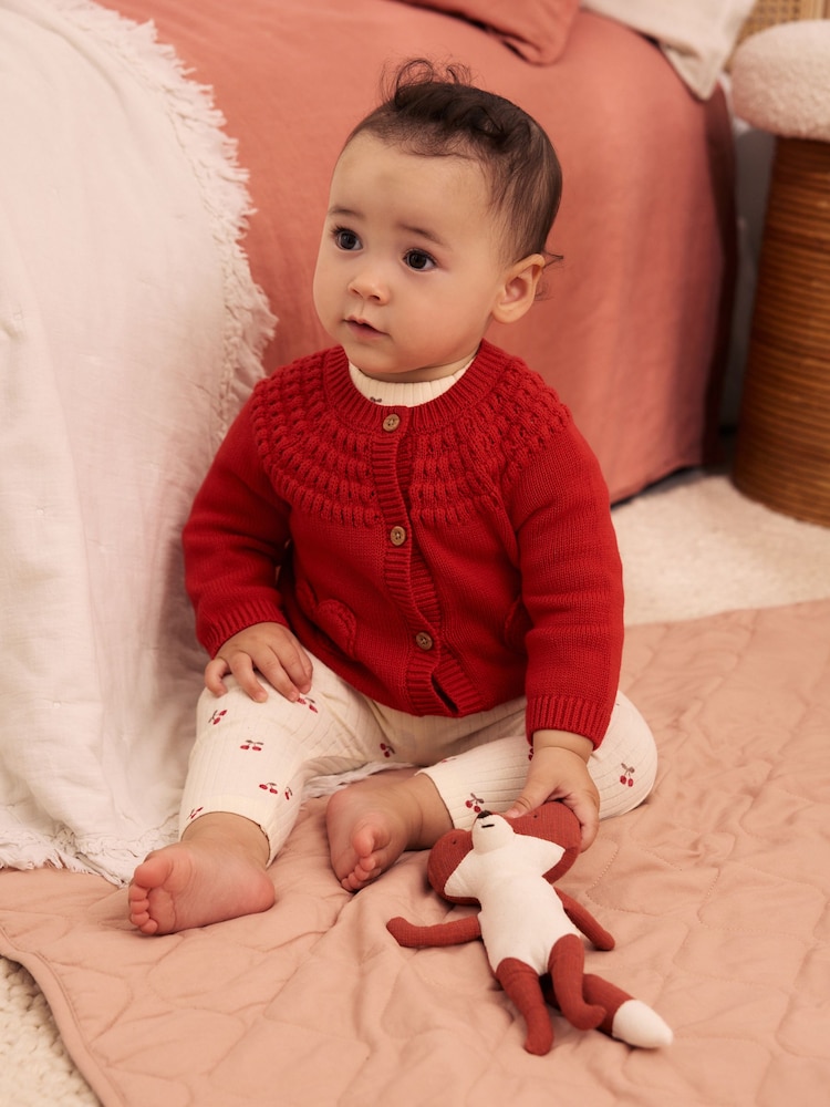 Red Heart Crochet Pocket Heart Pocket Button Through Baby Cardigan (0mths-2yrs) - Image 1 of 1 Red Heart Crochet Pocket Heart Pocket Button Through Baby Cardigan (0mths-2yrs) - Image 1 of 1