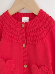 Red Heart Crochet Pocket Heart Pocket Button Through Baby Cardigan (0mths-2yrs) - Image 4 of 7