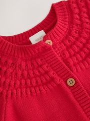 Red Heart Crochet Pocket Heart Pocket Button Through Baby Cardigan (0mths-2yrs) - Image 5 of 7