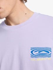 Quiksilver Purple Ripples Backprint Graphic Short Sleeve Logo T-Shirt - Image 4 of 8
