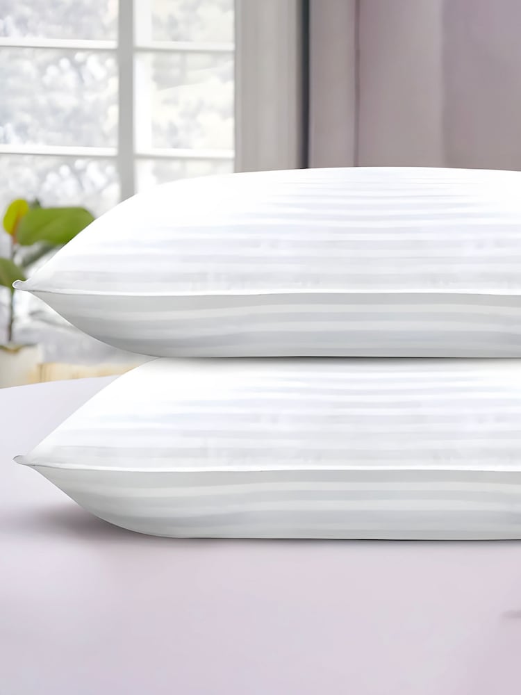 Early's of Witney Set of 2 100% Cotton Sateen Stripe Mulberry Silk Filled Pillows - Image 1 of 3 Early's of Witney Set of 2 100% Cotton Sateen Stripe Mulberry Silk Filled Pillows - Image 1 of 3