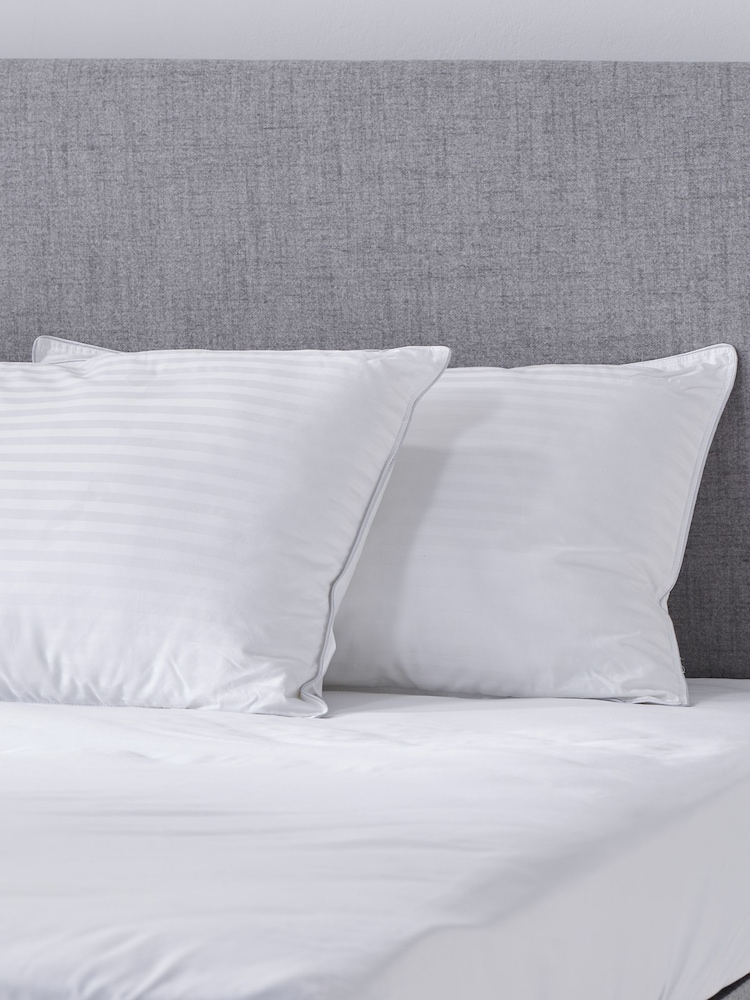 Early's of Witney Set of 2 100% Cotton Sateen Stripe Mulberry Silk Filled Pillows - Image 2 of 3 Early's of Witney Set of 2 100% Cotton Sateen Stripe Mulberry Silk Filled Pillows - Image 2 of 3