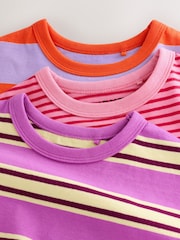 Pink/Purple Stripe T-Shirts 3 Pack (3mths-7yrs) - Image 6 of 7