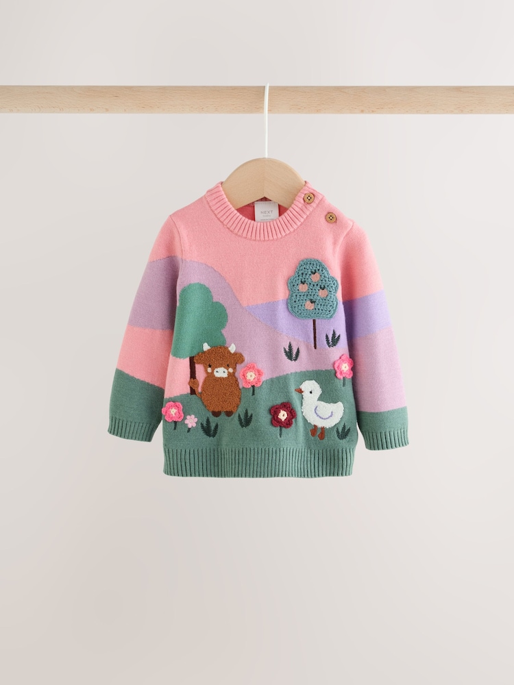 Pink Hamish Character Knitted Scene Jumper and Leggings Baby Set (0mths-2yrs) - Image 2 of 15 Pink Hamish Character Knitted Scene Jumper and Leggings Baby Set (0mths-2yrs) - Image 2 of 15