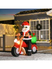 Homcom Red/Green 5.5ft Inflatable Santa Claus Riding Motorcycle Christmas Decoration - Image 1 of 6
