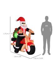 Homcom Red/Green 5.5ft Inflatable Santa Claus Riding Motorcycle Christmas Decoration - Image 4 of 6