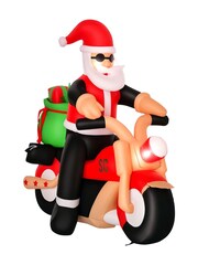 Homcom Red/Green 5.5ft Inflatable Santa Claus Riding Motorcycle Christmas Decoration - Image 5 of 6