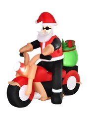 Homcom Red/Green 5.5ft Inflatable Santa Claus Riding Motorcycle Christmas Decoration - Image 6 of 6