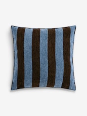 Blue/Brown 50 x 50cm Chenille Stripe Cushion - Image 3 of 4
