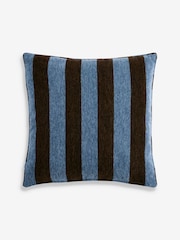 Blue/Brown 50 x 50cm Chenille Stripe Cushion - Image 4 of 4