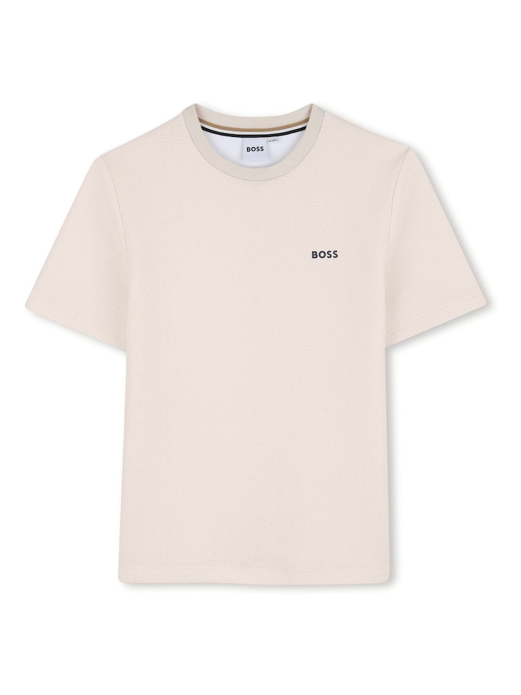 BOSS Cream Logo Short Sleeve T-Shirt - Image 1 of 3 BOSS Cream Logo Short Sleeve T-Shirt - Image 1 of 3