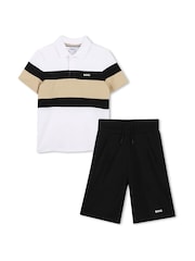 BOSS White Logo Polo Shirt and Bermuda Shorts Set - Image 1 of 8
