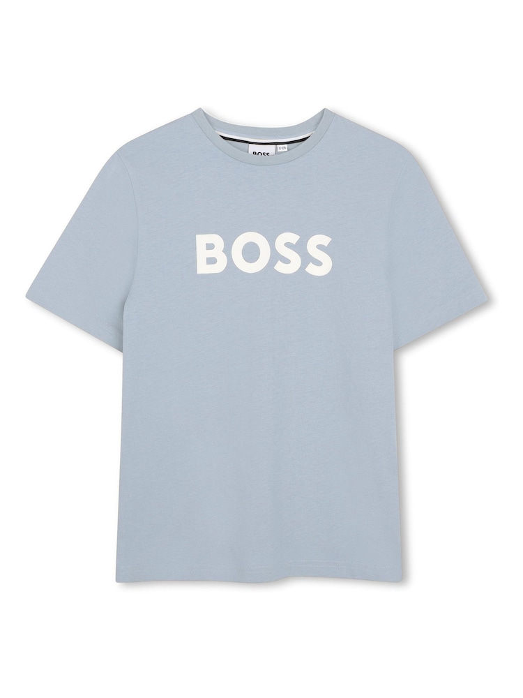 BOSS Light Blue Logo Short Sleeve T-Shirt - Image 1 of 3 BOSS Light Blue Logo Short Sleeve T-Shirt - Image 1 of 3