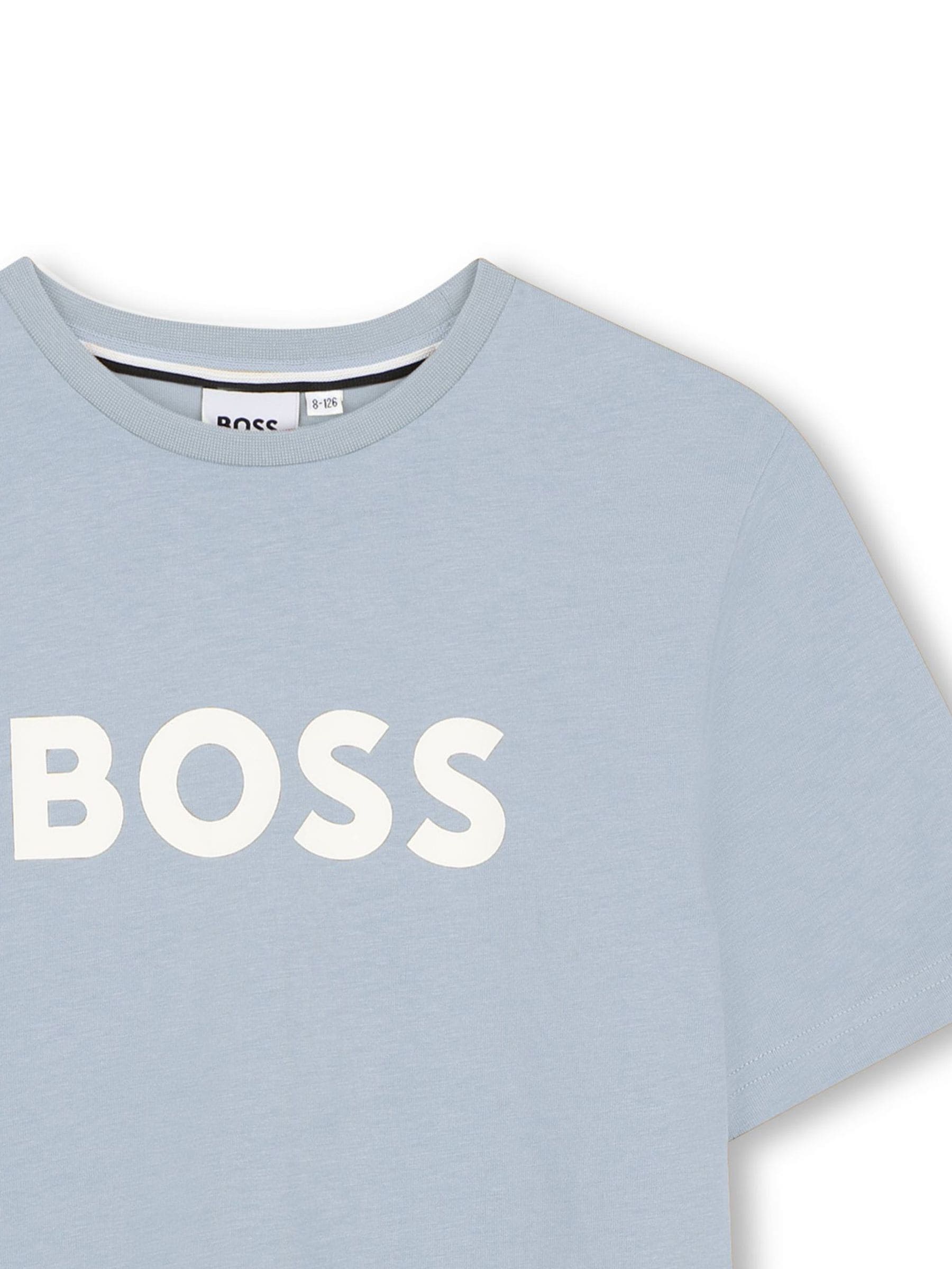 Buy BOSS Light Blue Logo Short Sleeve T-Shirt from Next USA