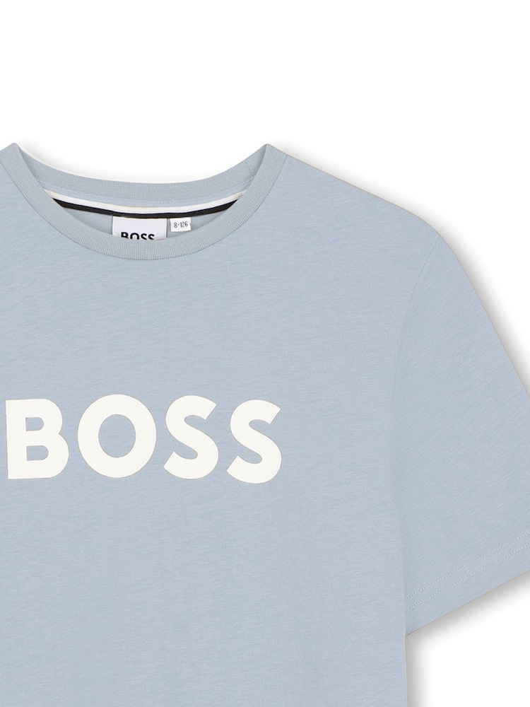 BOSS Light Blue Logo Short Sleeve T-Shirt - Image 3 of 3 BOSS Light Blue Logo Short Sleeve T-Shirt - Image 3 of 3
