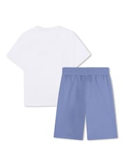 Alb - BOSS Logo Short Sleeve T-Shirt and Bermuda Shorts Set - Imaginea 2 din 6