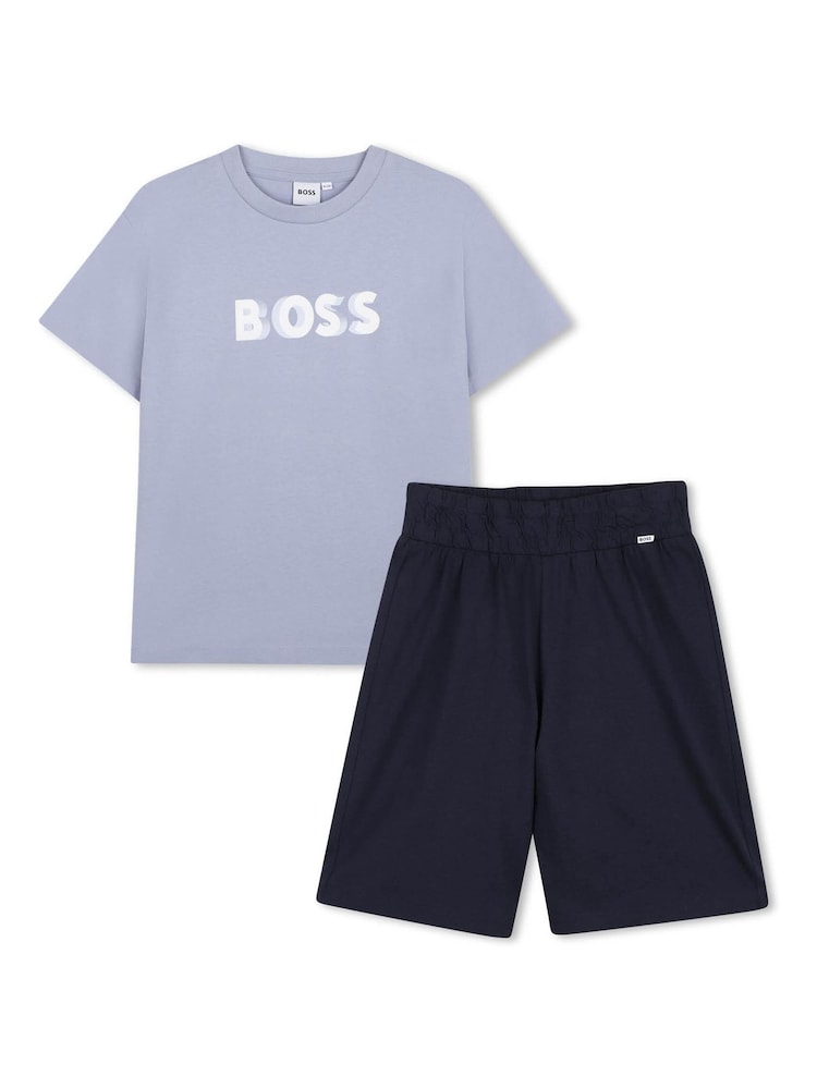 Albastru - BOSS Logo Short Sleeve T-Shirt and Bermuda Shorts Set - Imaginea 1 din 8 Albastru - BOSS Logo Short Sleeve T-Shirt and Bermuda Shorts Set - Imaginea 1 din 8