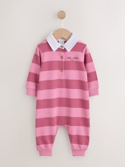 Pink Stripe Collared Jersey Baby Romper (0mths-2yrs) - Image 4 of 9