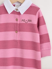Pink Stripe Collared Jersey Baby Romper (0mths-2yrs) - Image 6 of 9