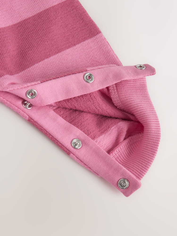Pink Stripe Collared Jersey Baby Romper (0mths-2yrs) - Image 9 of 9 Pink Stripe Collared Jersey Baby Romper (0mths-2yrs) - Image 9 of 9