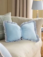 Light Blue 3D Ruffle Bow Cushion - Image 1 of 5