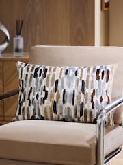 Grey Abstract 40 x 59cm Cut Velvet Hugo Cushion - Image 1 of 5