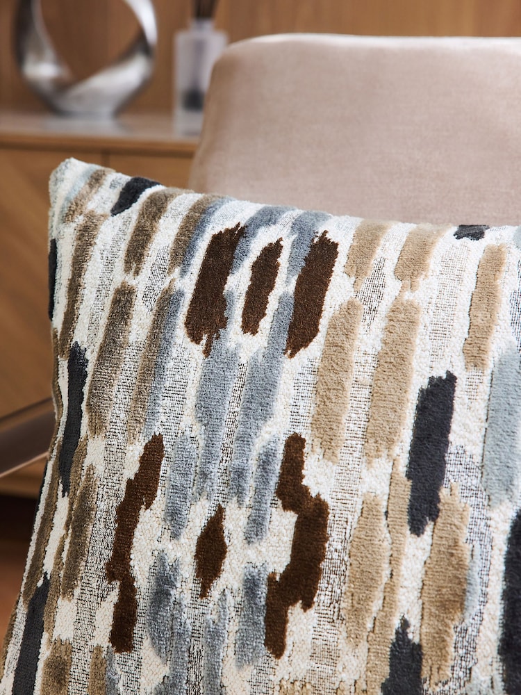 Grey Abstract 40 x 59cm Cut Velvet Hugo Cushion - Image 2 of 5