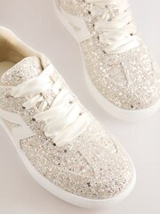 Ivory Glitter Standard Fit (F) Retro Trainers - Image 4 of 5