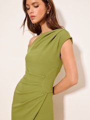 Lipsy Olive Green Off The Shoulder Gathered Waist Maxi Dress - Image 2 of 4