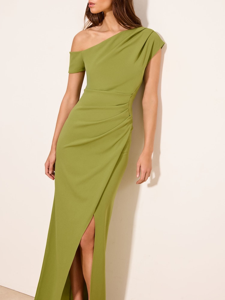 ballgown formal dress Olive Green Rhinestone Maxi Dress – Petite Chérie