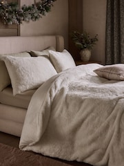 White Plush Faux Fur Duvet Cover and Pillowcase Set - Image 2 of 5