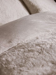 White Plush Faux Fur Duvet Cover and Pillowcase Set - Image 3 of 5